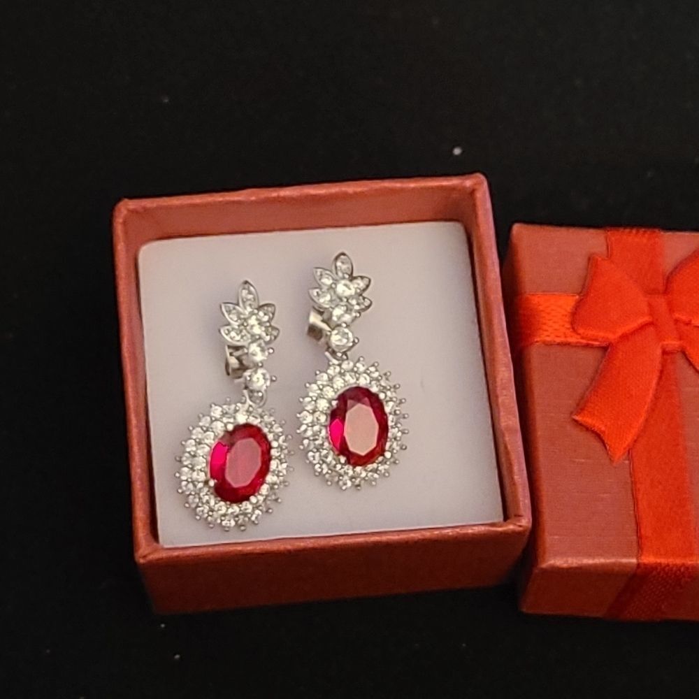 Red and Clear CZ earrings